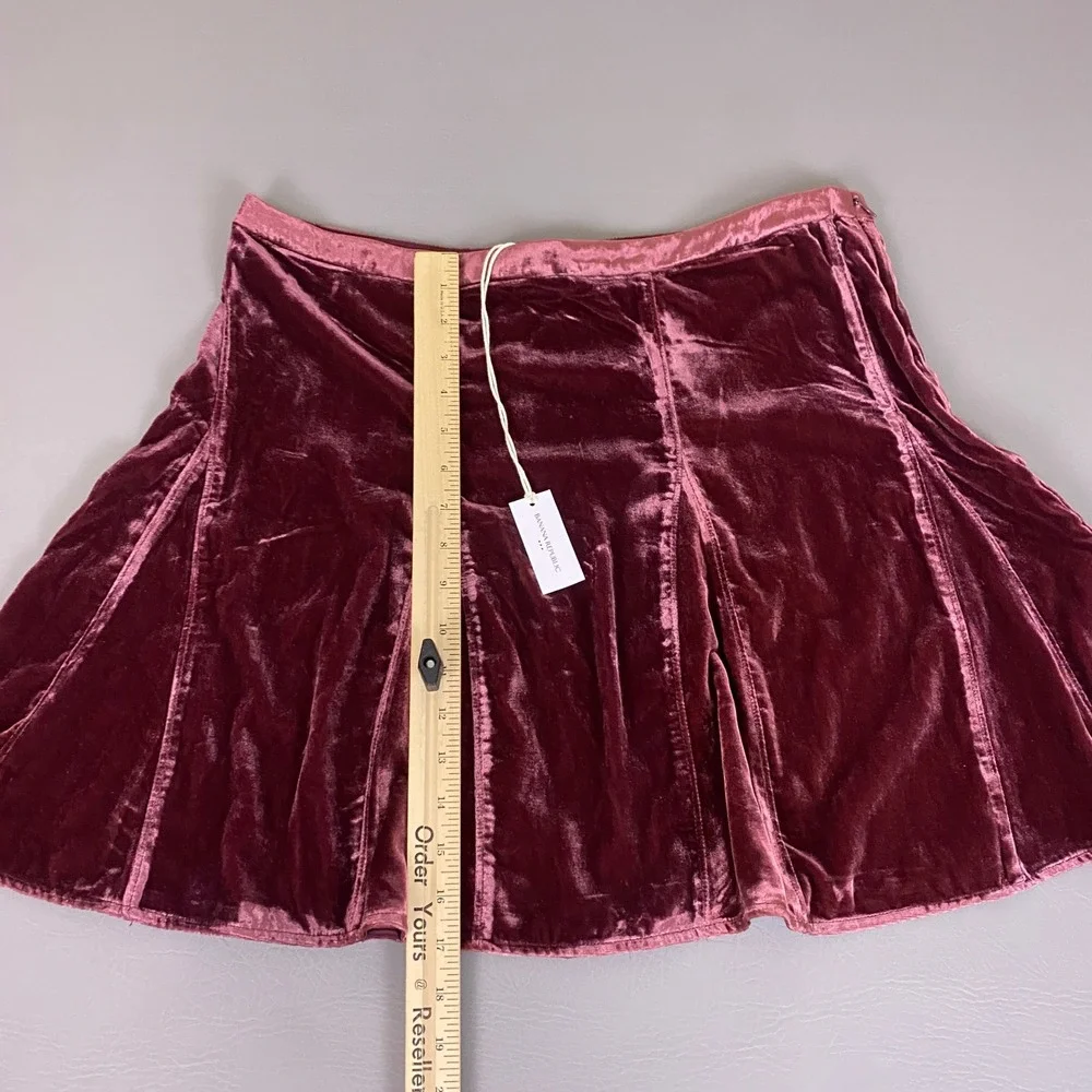Banana Republic Velvet Mini Skirt Women's Size 14 Burgundy Red Fit Flare New NWT